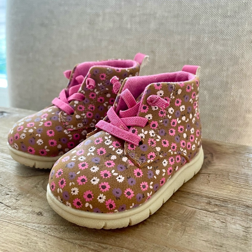 Carter's Pink Floral Baby Walker Shoes